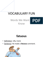 Vocabulary Fun: Words We Want To Know