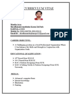 Curriculum Vitae: Monika Arya Shradhanand Anathalay Karan Tal Park Karnal, 132001 Mobile No Email Id