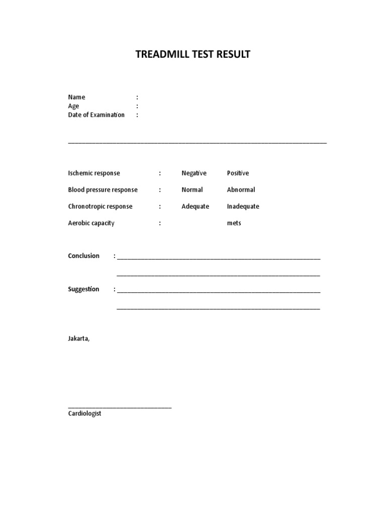 Treadmill Test Result Summary | PDF | Cardiovascular Diseases ...