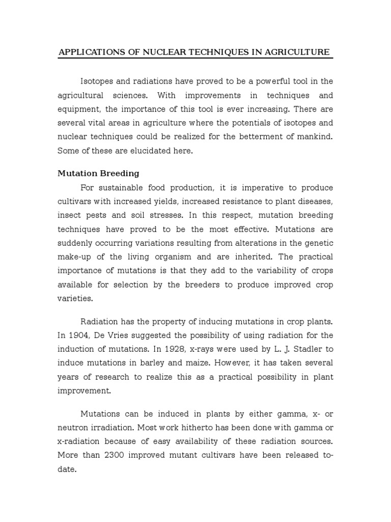 Applications of Nuclear Techniques in Agriculture | PDF | Plant ...