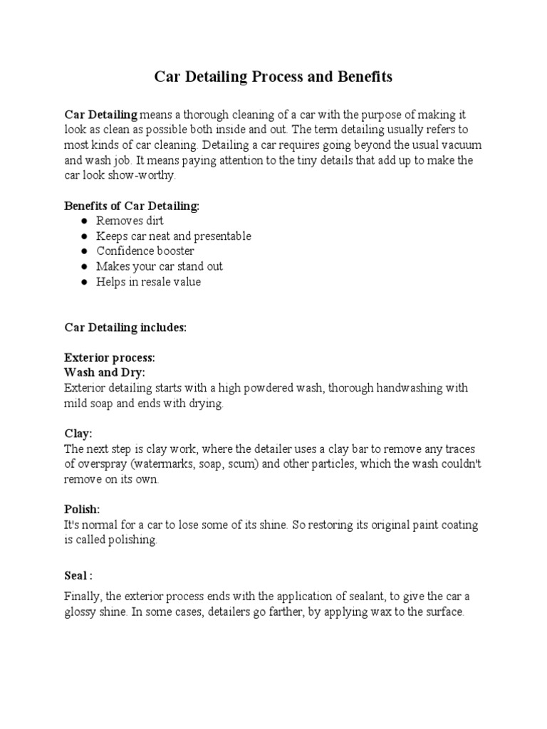 Car Detailing Process and Benefits | PDF | Business | Art