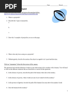 Projectile Motion Webquest