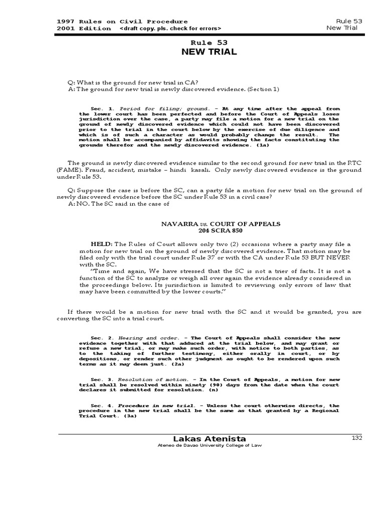 Rule 53 New Trial | PDF | Trials | Common Law