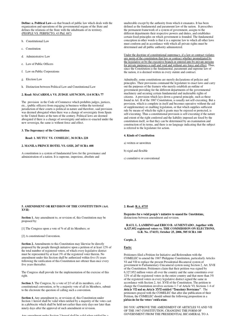 Understanding Political Law Basics | PDF | Constitutional Amendment ...