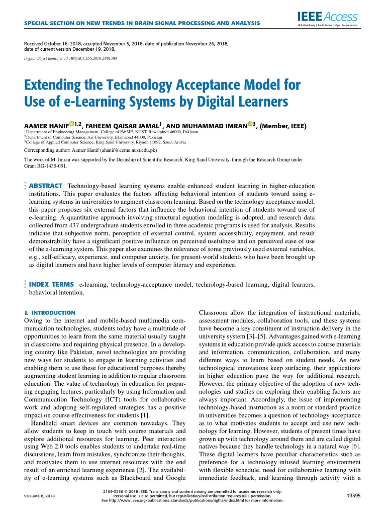 Extending The Technology Acceptance Model For Use of E-Learning Systems ...