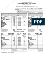 Cordova National High School Secondary Students Evaluation Form