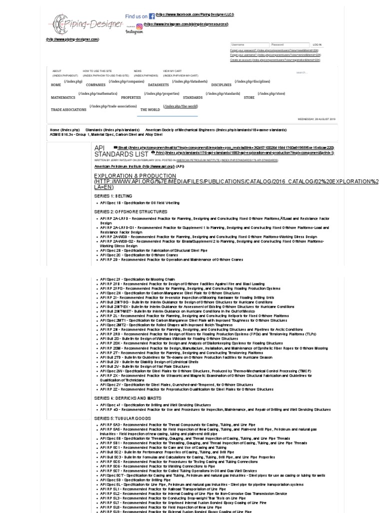 API Standards List PDF Offshore Drilling Subsea (Technology)