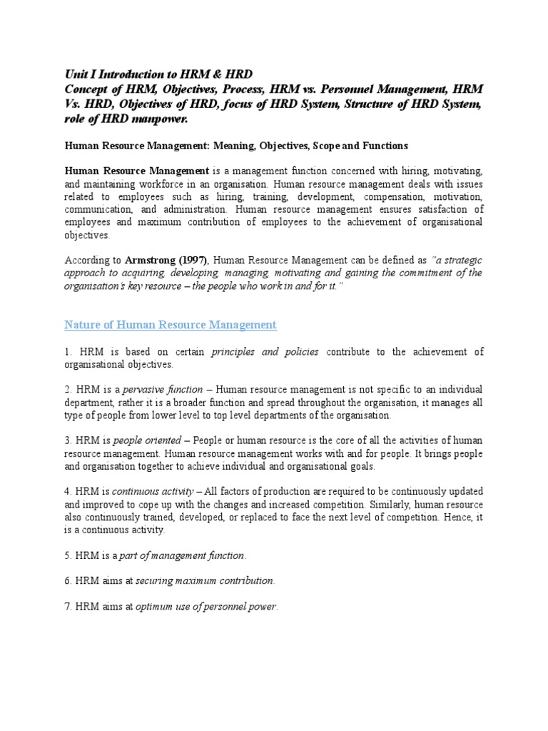 Introduction to HRM and HRD Concepts | PDF | Human Resource Management ...