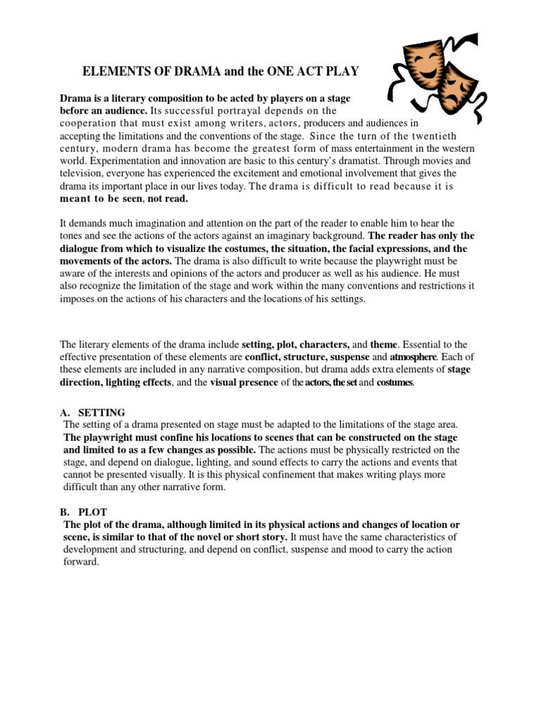 Elements of Drama in One Act Plays | PDF | Actor | Play (Theatre)