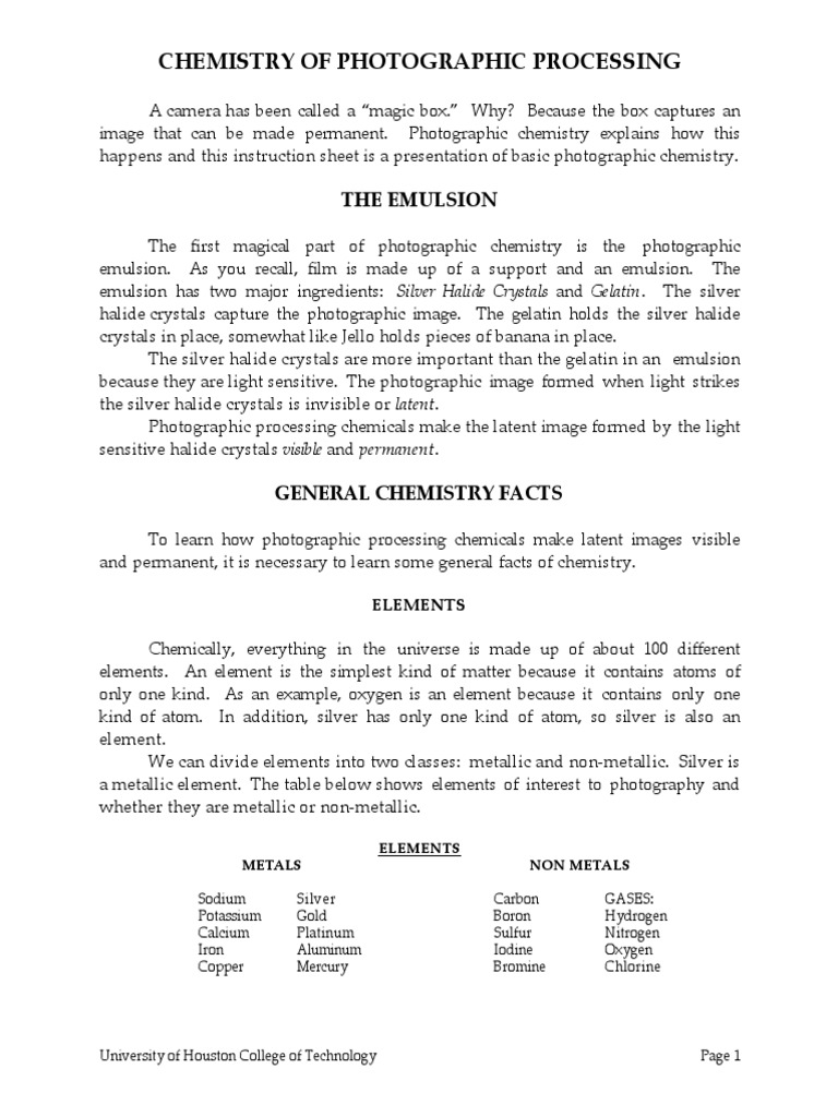 chemistry of photographic processing