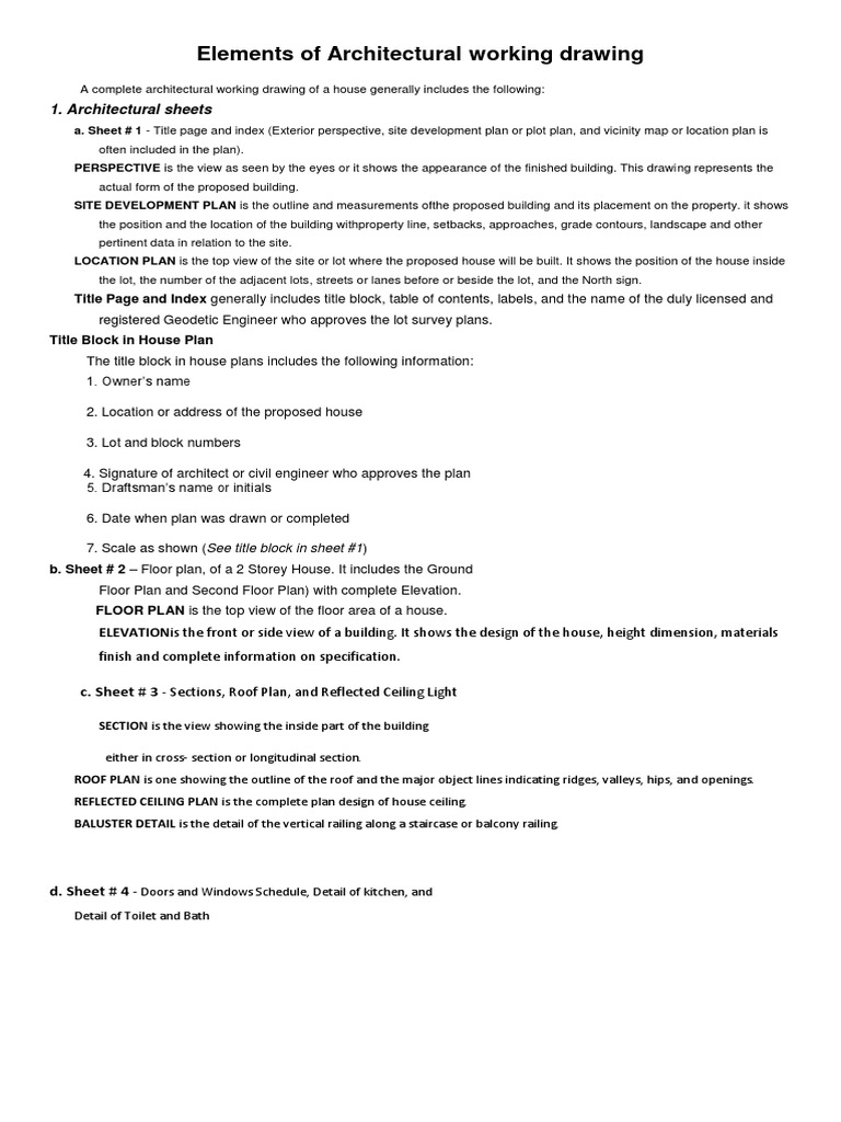 Architectural Working Drawing Elements | PDF | Framing (Construction ...