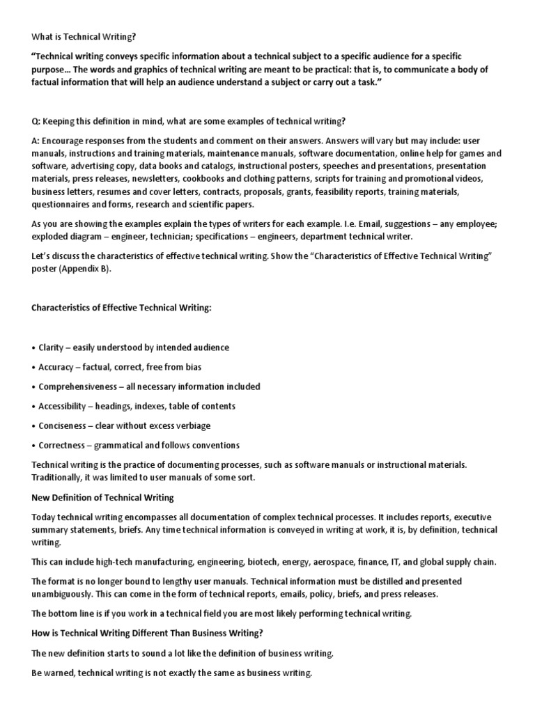 What Is Technical Writing  PDF  Writers  Graphics