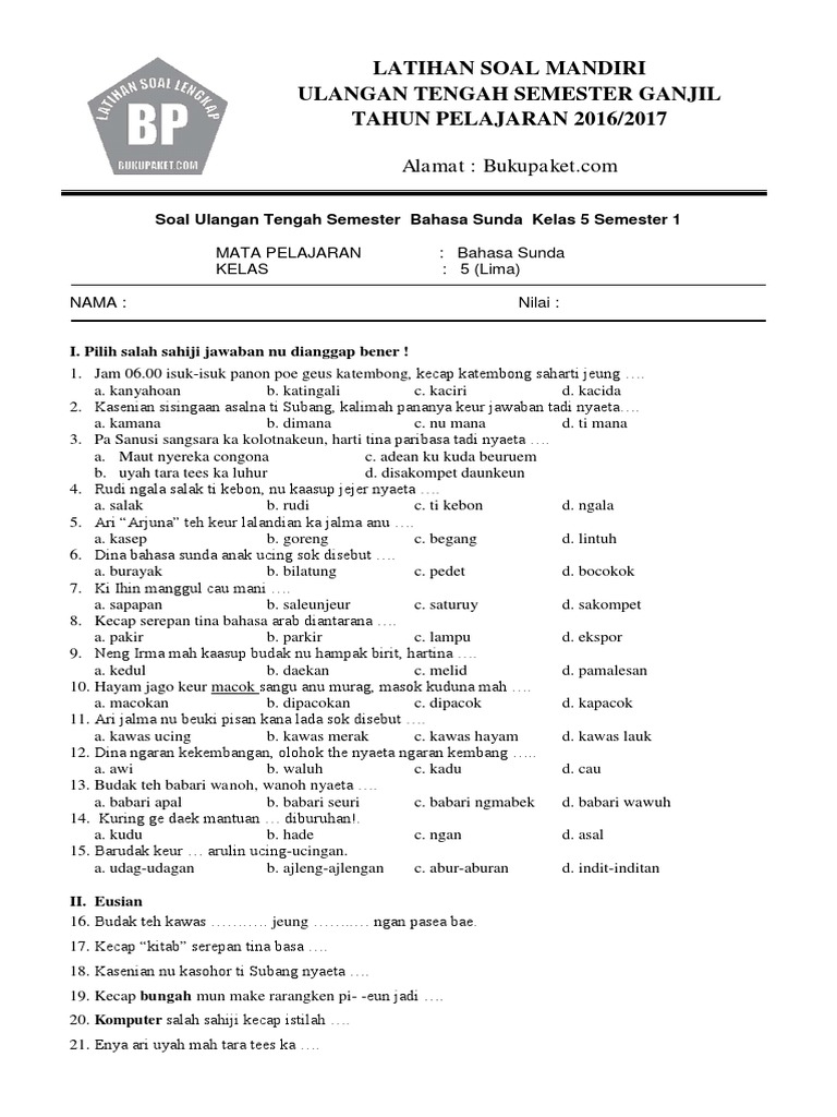 B Sunda Uts Languages Language Arts Discipline