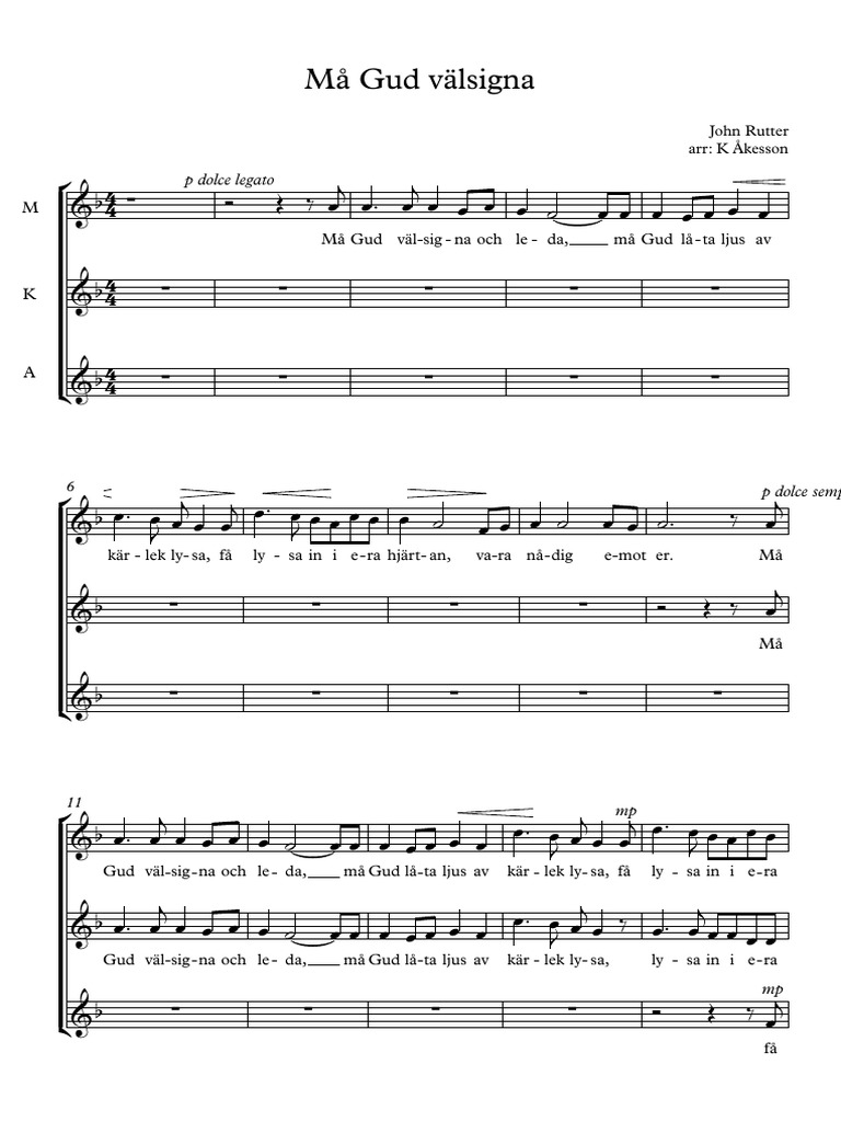 Må Gud Välsigna Och Råda - Full Score | PDF