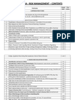 Risk Management Contents Table Format