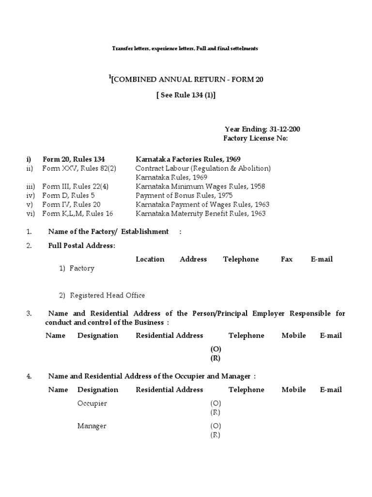 Amendment Annual Returns From No. 20 | PDF | Employment | Salary