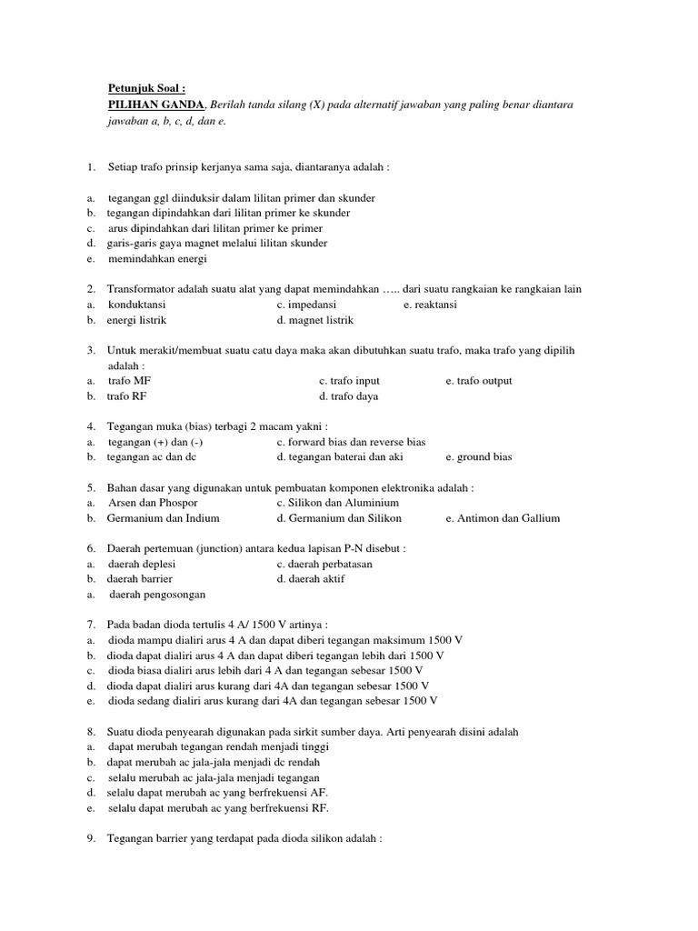 Soal Elektronika Kelas 8