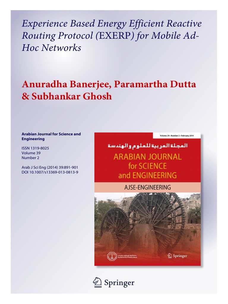 Experience Based Energy Efficient Reactive Routing Protocol (EXERP) For ...