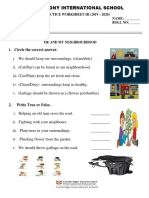 Science Practice Worksheet III of Grade 1 - 2019-20 PDF