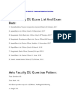 Arts Faculty DU Exam List and All Previous Question Solution