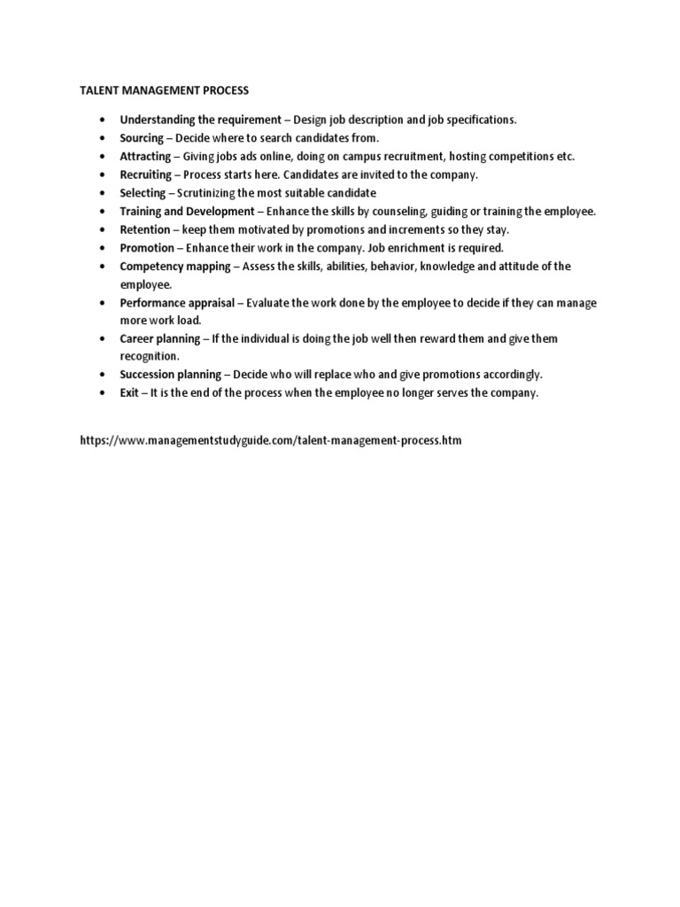 TALENT MANAGEMENT PROCESS Link | PDF