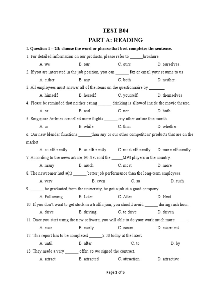 b04 Reading and Writing Test English Level B PDF