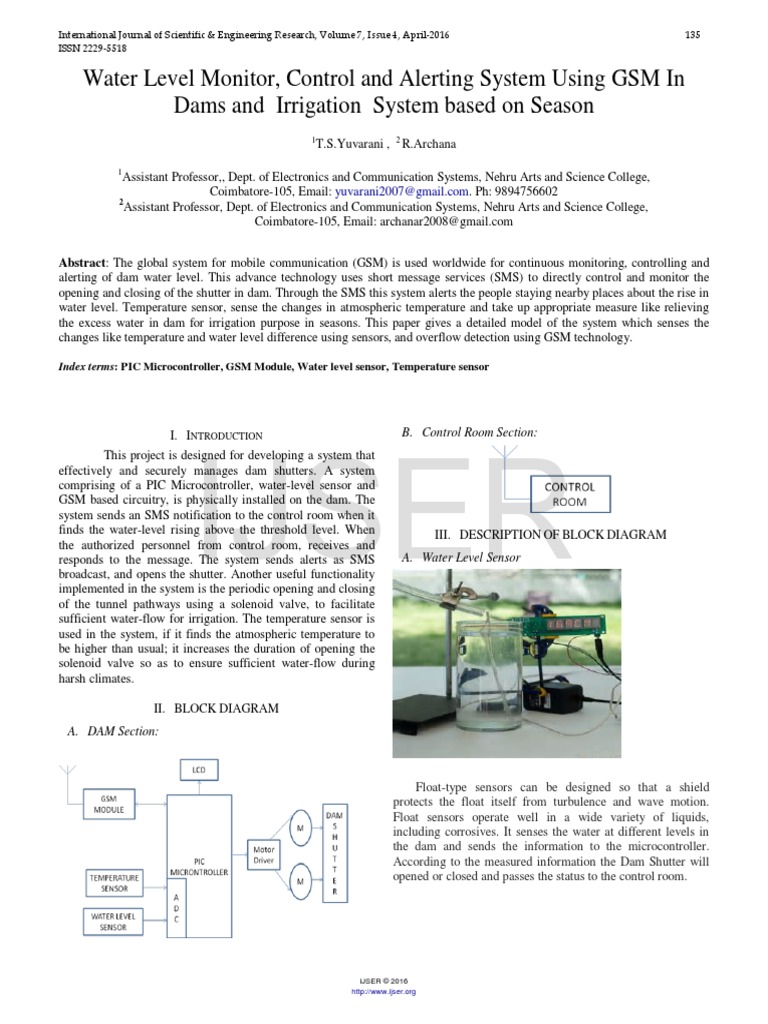 Water Level Monitor Control and Alerting System Using GSM in Dams and ...