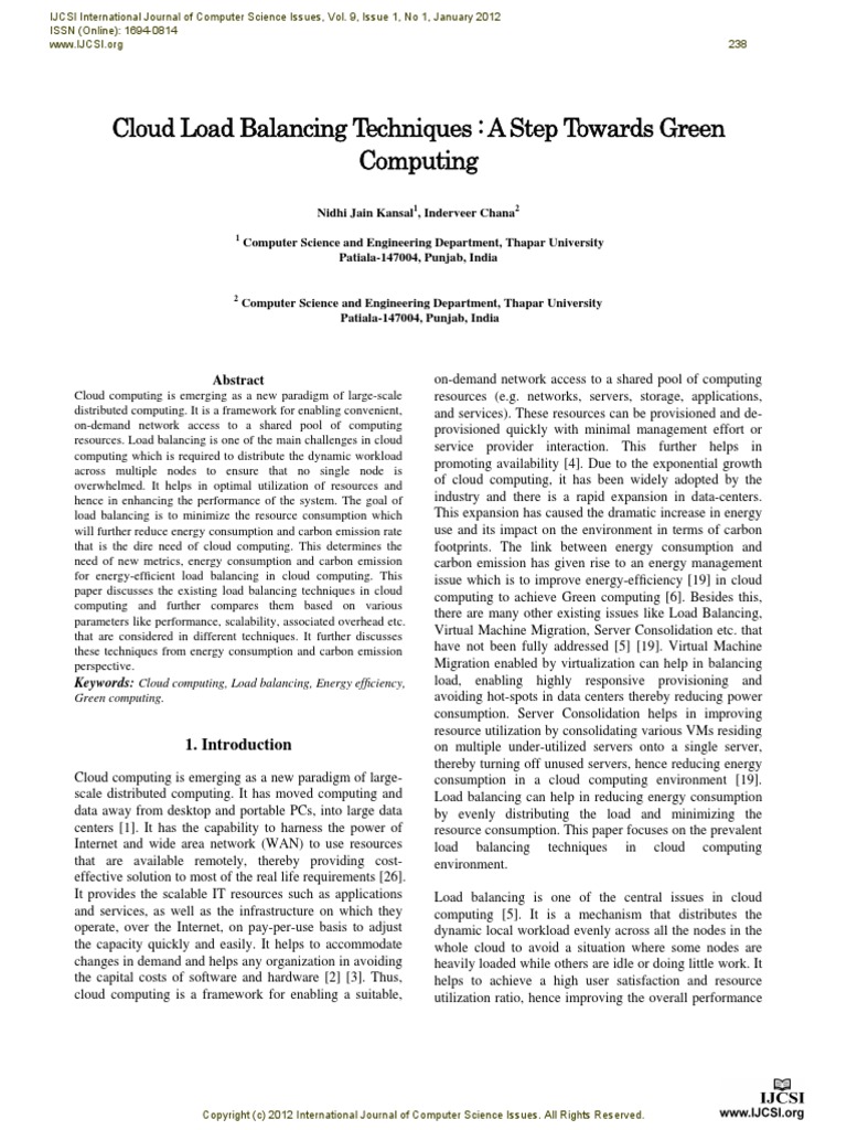 Cloud Load Balancing Techniques A Step T PDF | PDF | Load Balancing ...