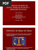 Definición de Bases de Datos, Modelos de Datos y Lenguaje de Datos