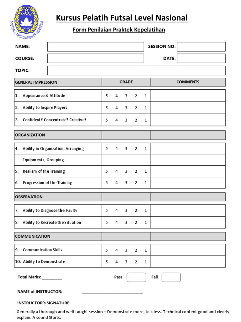Practical Assessment Form PSSI | PDF