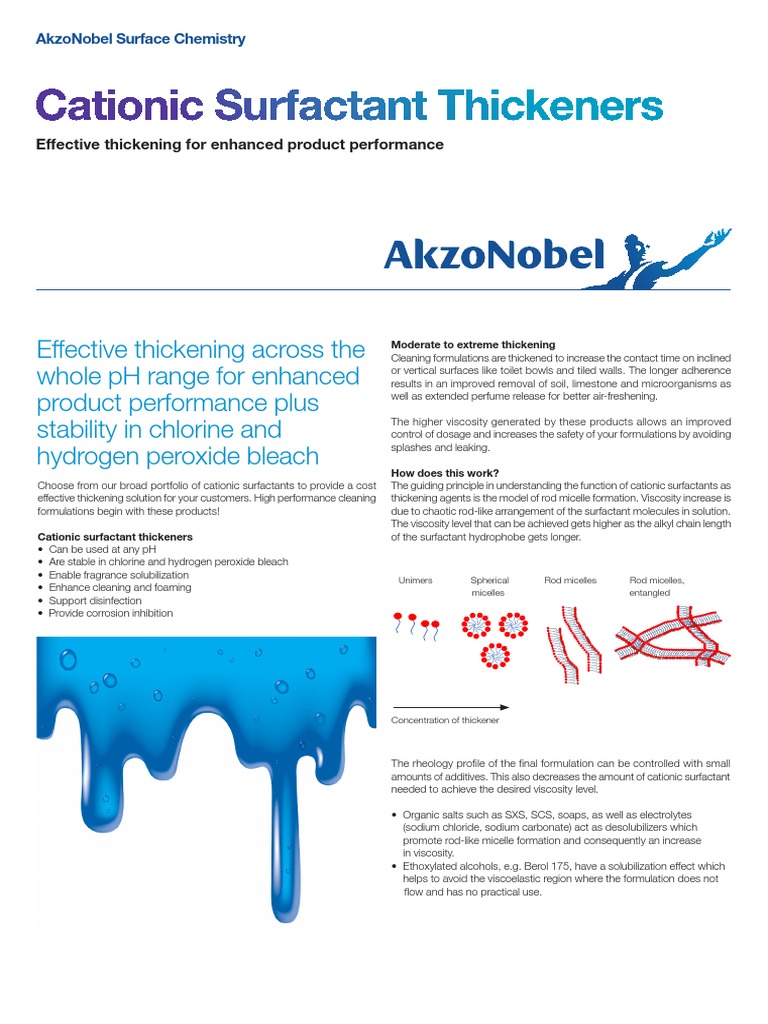 Brochure Cleaning Cationic Surfactant Thickeners PDF Surfactant