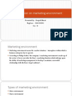 A Presentation On Marketing Environment: Presented By:-Deepak Bharat Regd - No: - 1861301083 Sec: - B
