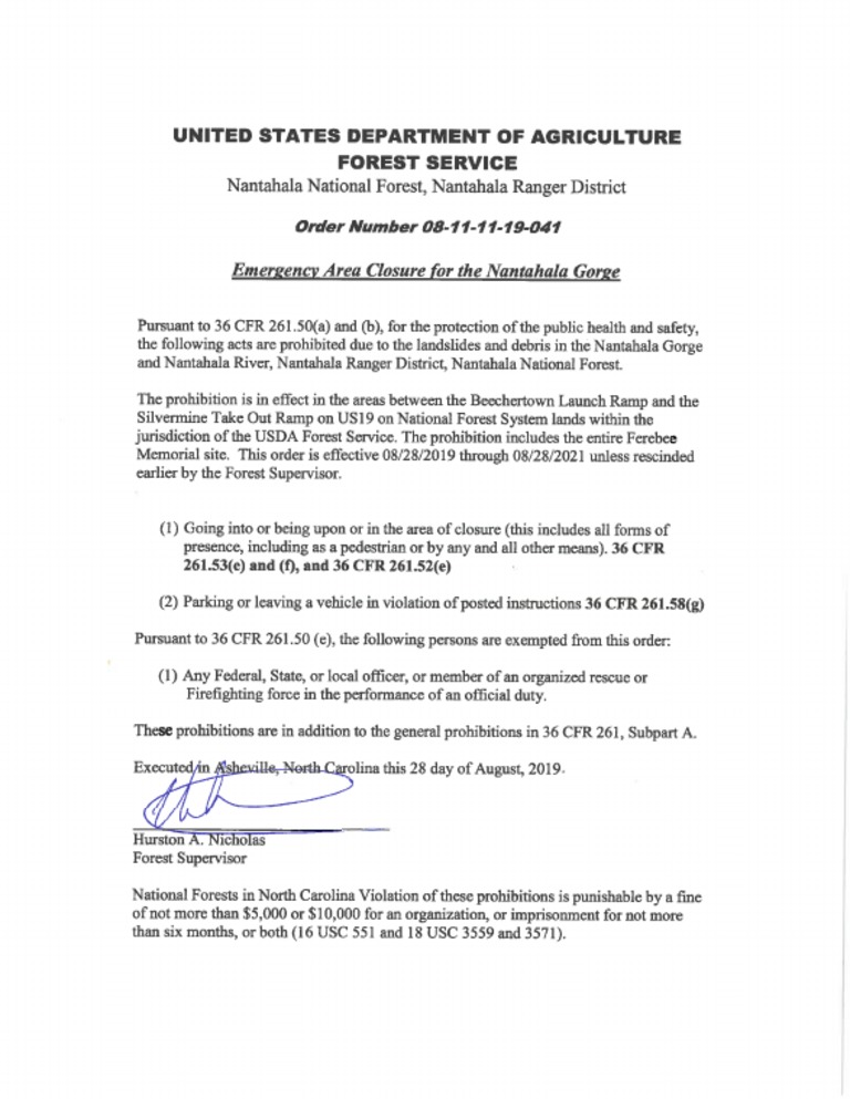 Emergency Closure Order