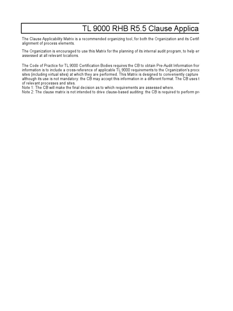 Clause Applicability Matrix R5 - 5 Handbook | PDF | Electrostatic ...