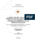 Deducción de Gastos para La Determinación de La Renta Neta Del Trabajo Tesis