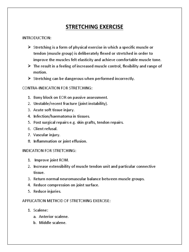 Stretching: Indications and Contraindications | PDF | Anatomical Terms ...