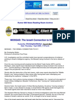 Mo Il Connection 9 11 September 11 Attacks Mossad