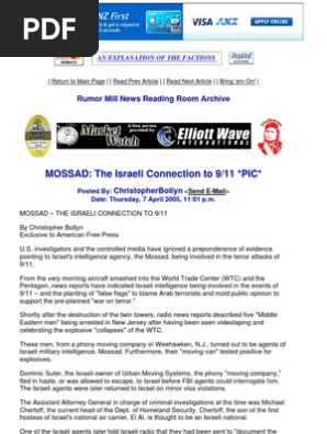 Mo Il Connection 9 11 September 11 Attacks Mossad