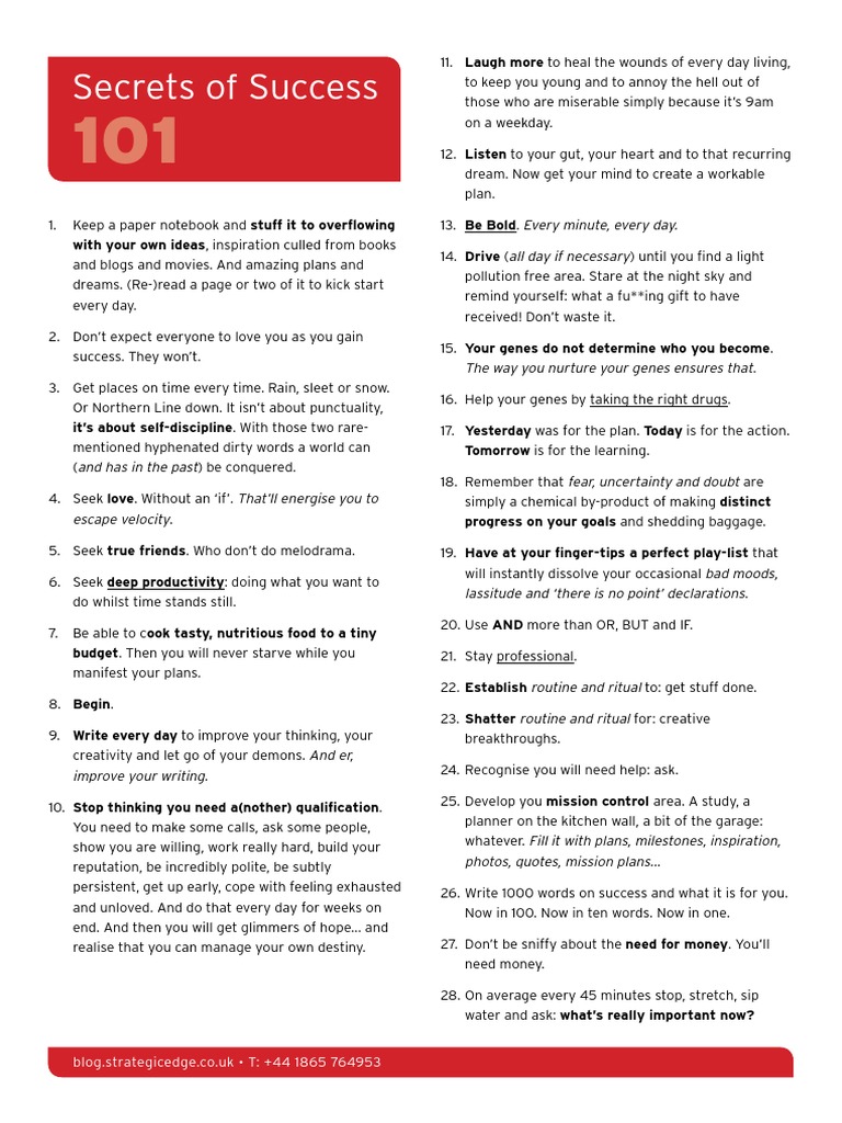 101 Tips for Achieving Success | PDF | Home & Garden