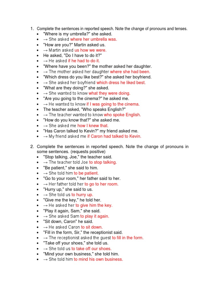 Reporting Conversations and Requests: A Guide to Changing Direct Speech ...