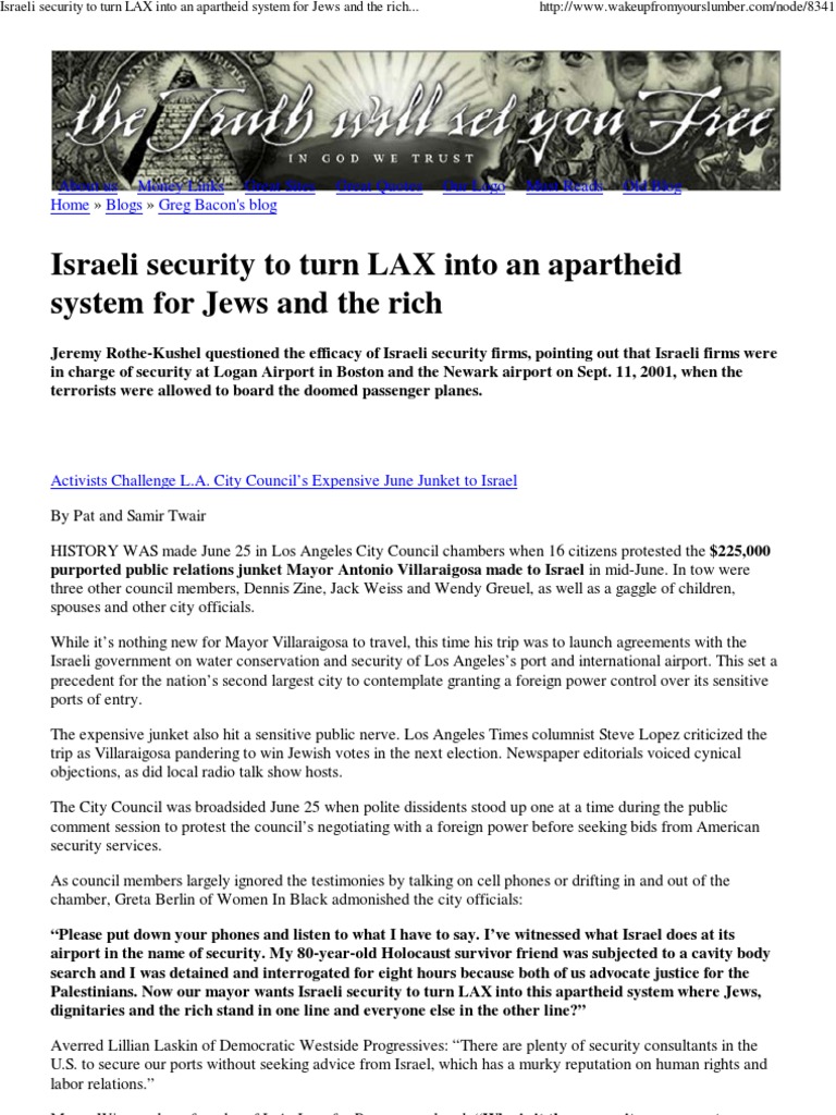 Israeli Security To Turn LAX Into An Apartheid System For Jews and The ...
