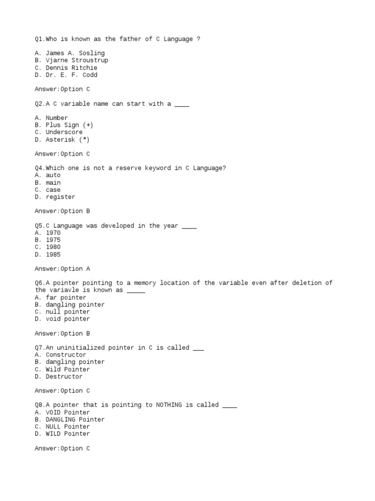 MCQ | PDF | C (Programming Language) | Pointer (Computer Programming)