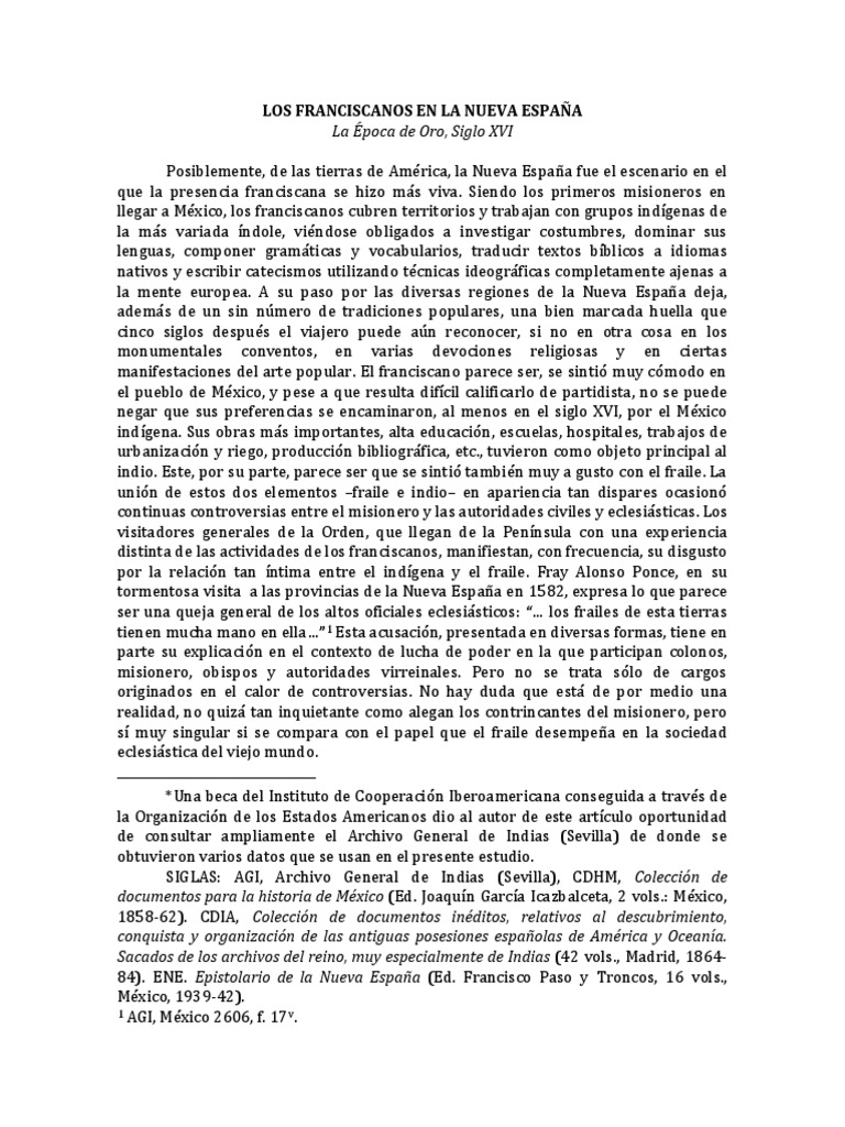 Franciscanos En Nueva Espa a PDF Nueva Espa a M xico