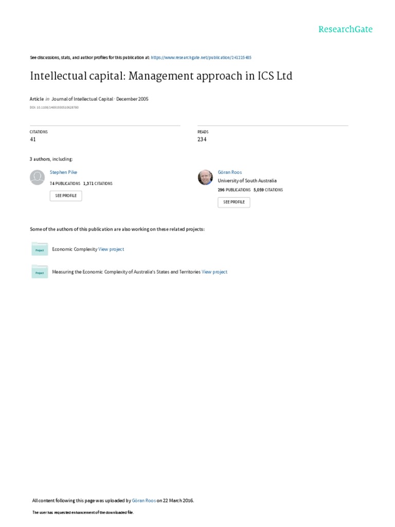 Intellectual Capital: Management Approach in ICS LTD | PDF ...