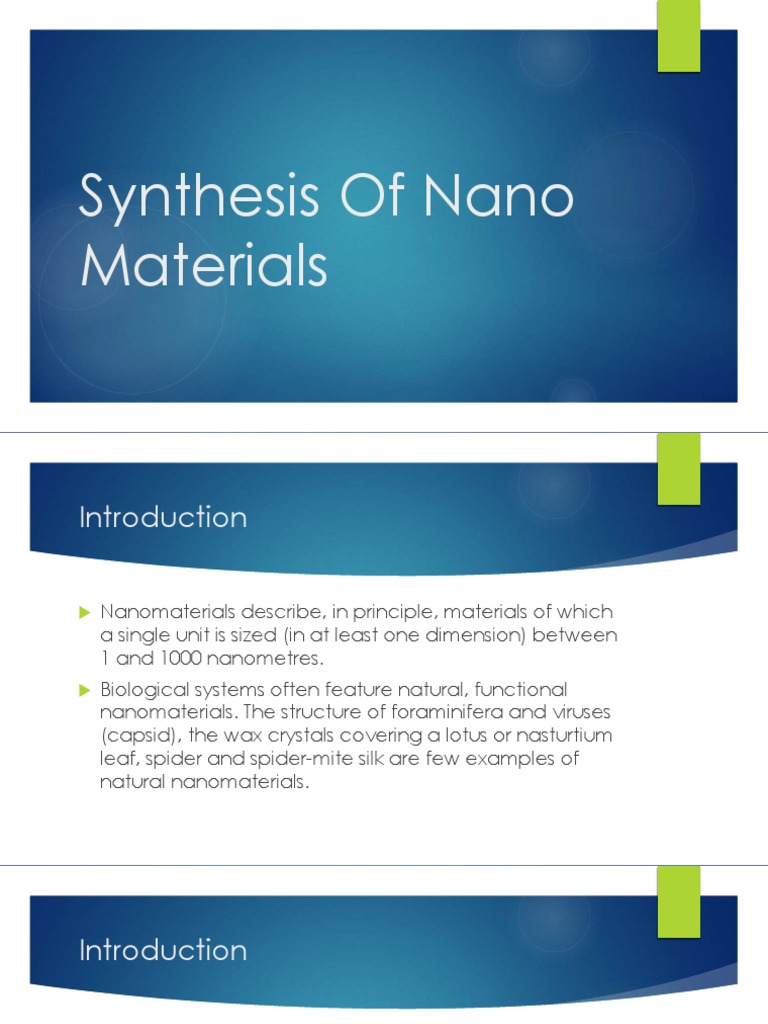 Synthesis of Nano Materials | PDF | Nanomaterials | Nanoparticle