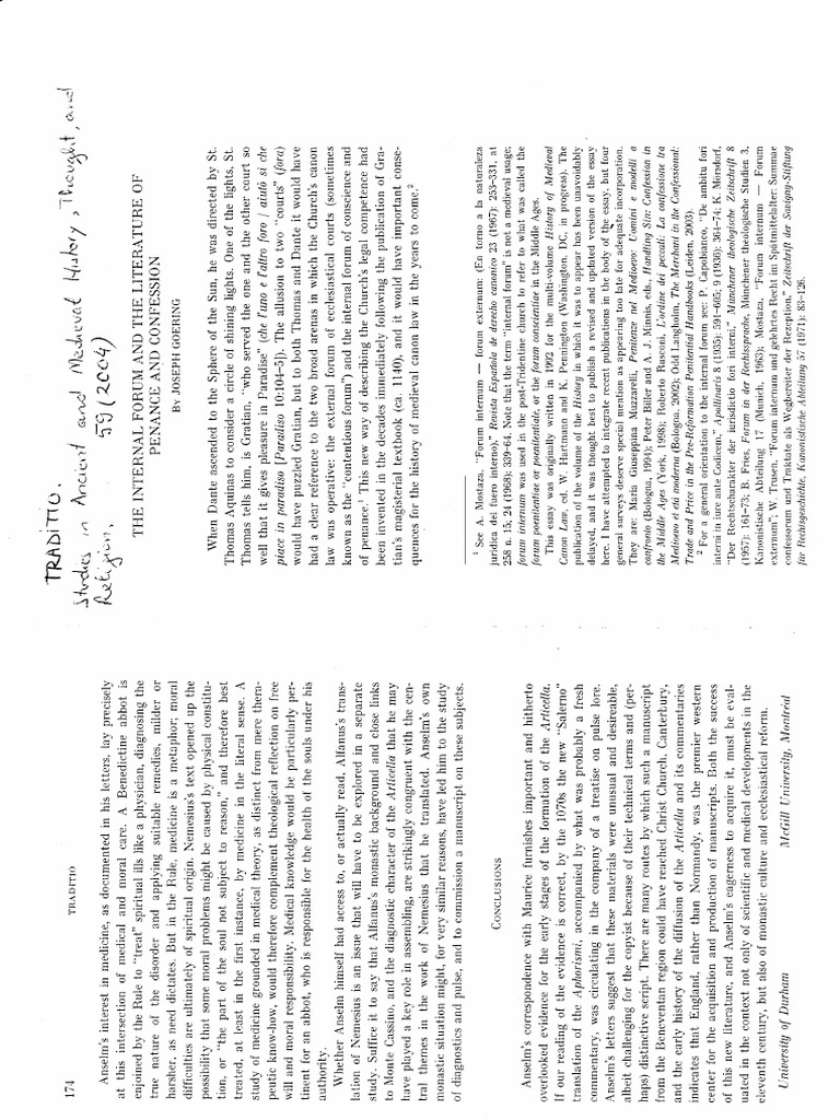 J. GOERING The Internal Forum and The Litterature of Penance and