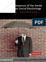 GREENWOOD, John D. The Disappearance of The Social in American Social Psychology PDF