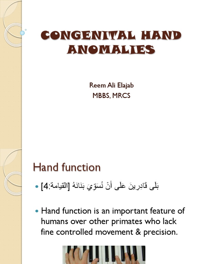 Understanding Congenital Hand Anomalies | PDF | Thumb | Hand