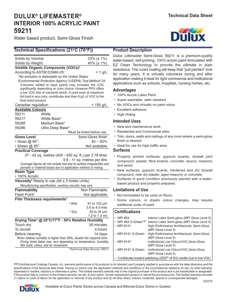 Dulux Lifemaster PDF Drywall Paint