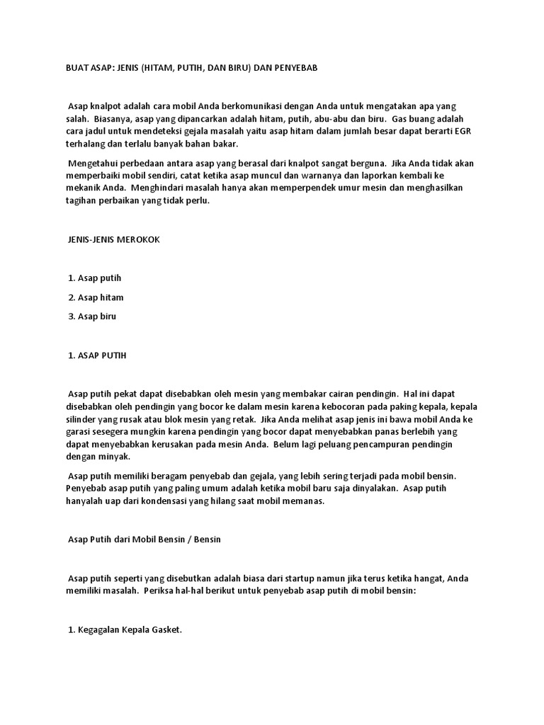 Exhaust Smoke Types Black White and Blue PDF